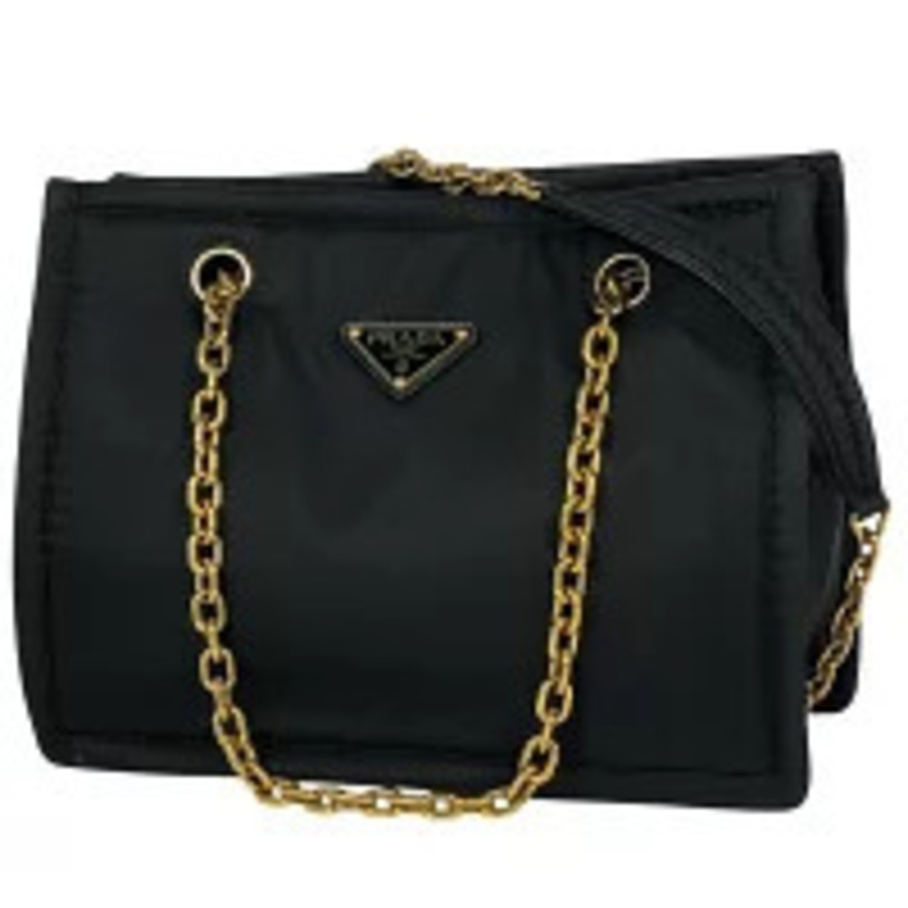 Prada Plate Chain Shoulder Bag Crossbody Nero Black